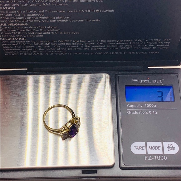 EUC 14k Yellow Gold Amethyst & Diamond Cocktail Ring - Picture 16 of 16